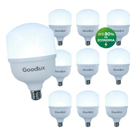 Kit 10 Lampada Led 30w Bulbo 6500k Branco Frio Alta Potência Bivolt 110v 220v Goodlux 127/220v