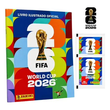 Álbum Copa Do Mundo Fifa 2026 + 2 Pacotes 14 Figurinhas