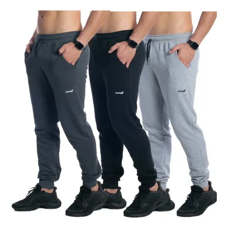 Kit 3 Calça Moletom Masculino Jogger Flanelada Com Bolso
