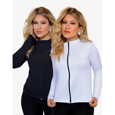 Kit2 Jaqueta Feminina Casaco Fit Treino Proteção Uv Academia