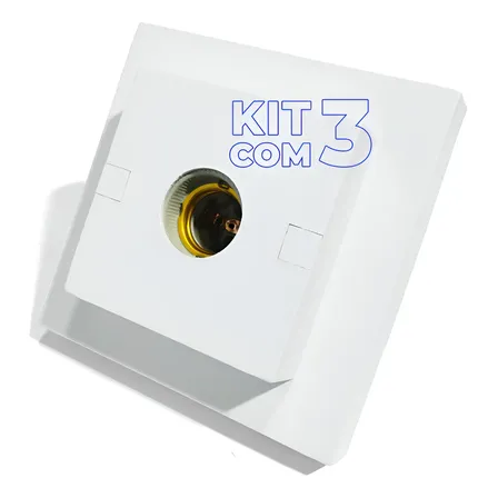 Kit 3 Plafon Quadrado Bocal Porcelana E-27 Plafonier Lustre 110v/220v (bivolt) Branco