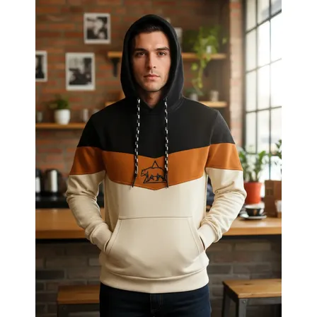 Blusa De Moletom Canguru Tricolor Felpado Masculino Frio