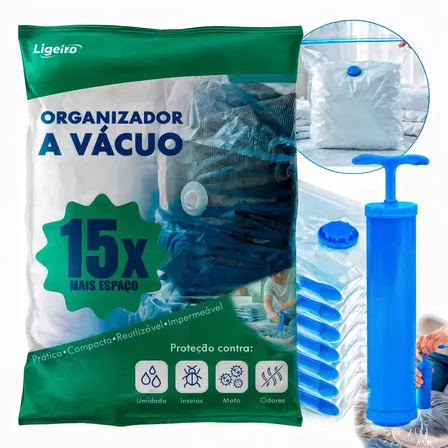 Kit 10 Sacos A Vácuo 50x60cm Com Bomba Manual | Organizador De Roupas, Casacos, Edredom Solteiro, Viagem E Armazenamento Ligeiro