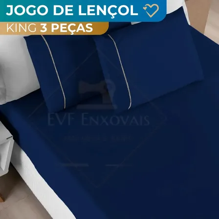 Jogo De Lençol Cama King 03 Peças 400 Fios Ponto Palito Cor Azul-marinho Desenho Do Tecido Lisa Liso