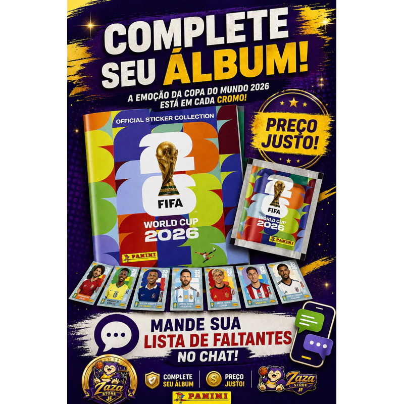 Figurinhas avulsas Copa do Mundo 2026 panini complete seu álbum, mande suas figurinhas faltantes via chat