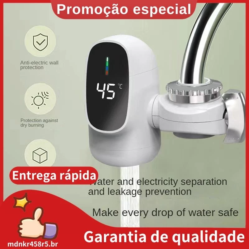 Torneira Aquecedora De Água Quente Elétrica Instantânea 3000W Com Display Digital Aquecedor Para De Banheiro . mdnkr458r
