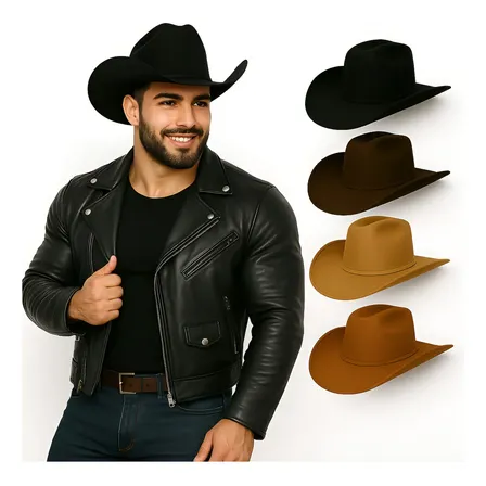 Chapéu Country Gustavo Lima Cowboy Rodeio Barretos Unissex Cor Preto Tamanho 56cm - 59cm (m Único)