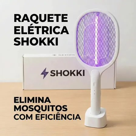 Raquete Elétrica Recarregável Mata Mosquitos, Pernilongos E Insetos Potente, Portatil Segura, Ions De Atração, Design Premium, Ideal Para Casa, Jardim E Uso Diário Shokki