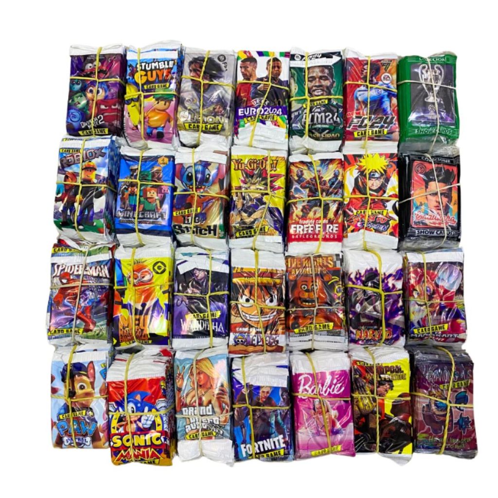 Kit 200 Cards Figurinhas Com 50 Pacotinhos Para Bater Bafo Trocar Cartas Variados