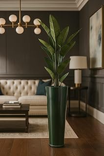 Vaso Alto para Plantas Efeito Marmorizado Luxo Decoração Casa e Jardim (Verde)