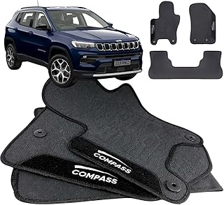 Jogo de Tapete Borracha Automotivo pra Carro Compatível com Compass 2019 2020 2021 2022 2023 2024