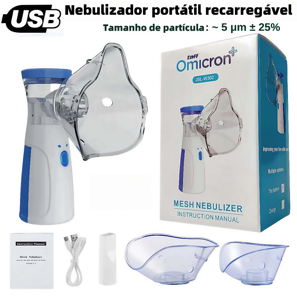 Inalador Nebulizador Portátil Ultrassônico Atomizador De Baixo Nó Para Crianças E Adultos