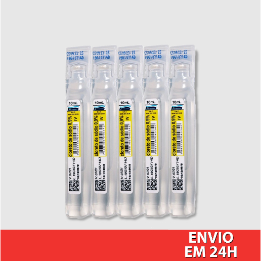 Soro Fisiológico Cloreto de sódio a 0,9% de 10ml - Flaconetes