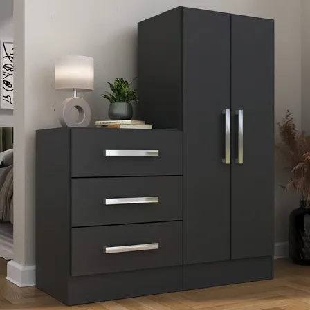 Cômoda 2 Portas 3 Gavetas Rodial Dunas Wt Preto