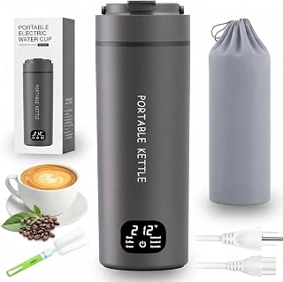 Chaleira elétrica portátil de dupla voltagem, água quente para chá, café, 6 controles de