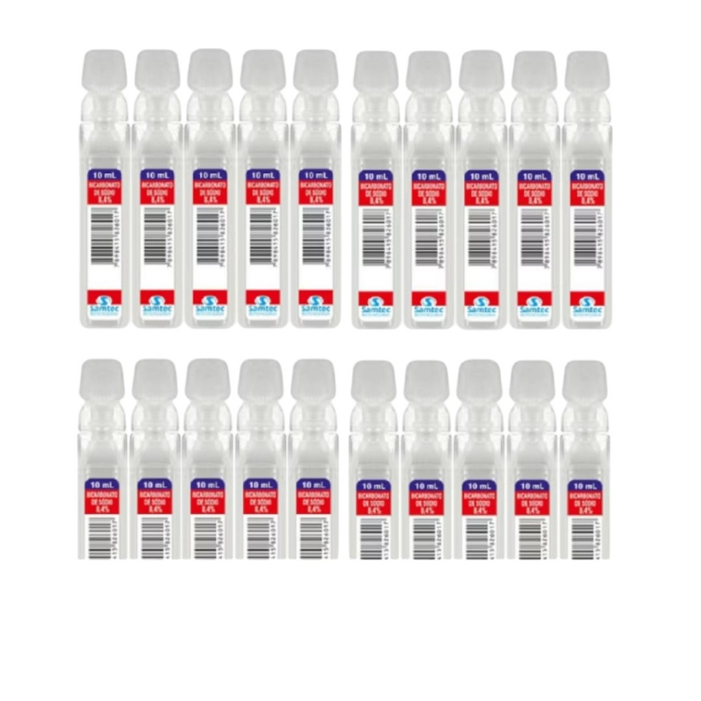 Bicarbonato de Sódio 8,4% | 20 Flaconetes 10ml Samtec – Saúde, Higiene Bucal e Cuidados Diários A1