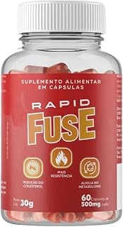 Rapid Fuse Pré Treino e Termogênico (Foguinho) - 60 Cápsulas com Cafeína, Psyllium e Picolinato de