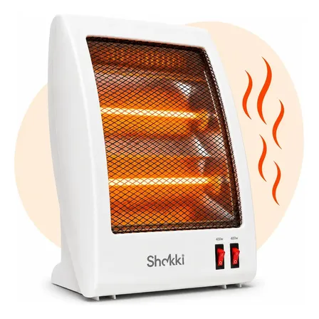 Aquecedor Elétrico Compacto Domestico Quarto Sala Escritório Quartzo Com 2 Potências 400w 800w