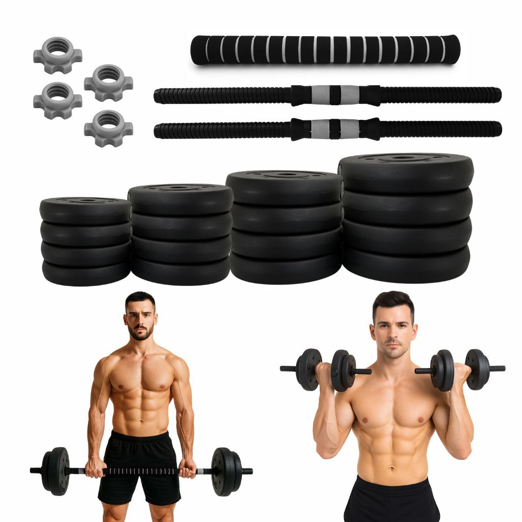 Conjunto De Halter Kit Peso Emborrachado 30kg Musculação