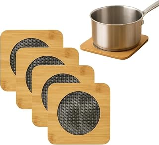 Kit 4 Descansos de Panela em MDF com Tela Quadrado Suporte para Panela Quente Proteção de Mesa