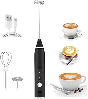 Mini Mixer Portátil USB Recarregável 3 Velocidades – Misturador de Bebidas, Espumador de Leite,