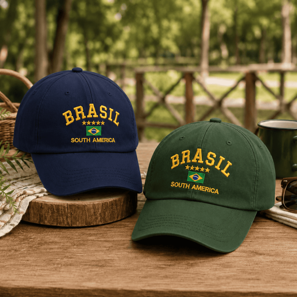 Boné Brasil Core Copa do Mundo Bandeira Bordada Ajustável Unissex Feminino Masculino Blogueira