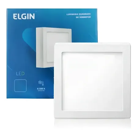 Plafon Led Quadrado Sobrepor 18w 6500k Branco Frio Elgin 127/220v