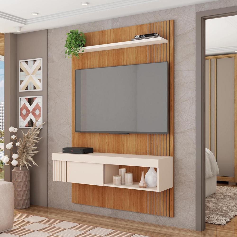 Painel Para TV Até 45 Polegadas Moon Caemmun Freijó Off White
