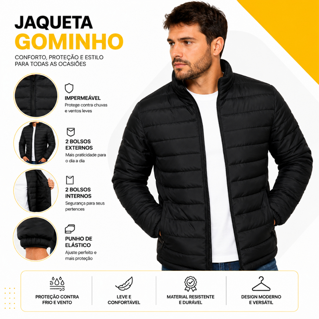 Jaqueta Puffer Bobojaco Corta Vento Nylon Frio Reforçada motoqueiro bombojaco