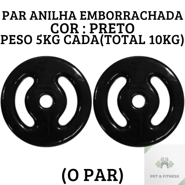 Anilha 5kg o Par total 10kg Emborrachados Ferro Fundido Treino Em Casa Peso de Academia Promoção