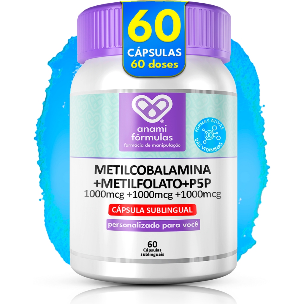 Metilcobalamina B12 1000mcg + B6 P5P + B9 L-Metilfolato 60 Cáps Sublingual
