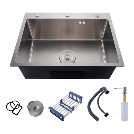 Cuba Pia Cozinha Gourmet Inox 304 Luxo 60x45x21cm Pia De Cozinha Com Acessórios Cor Acabamento