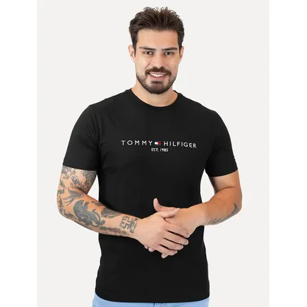 Camiseta Tommy Hilfiger Masculina Logo Tee Preta - Original