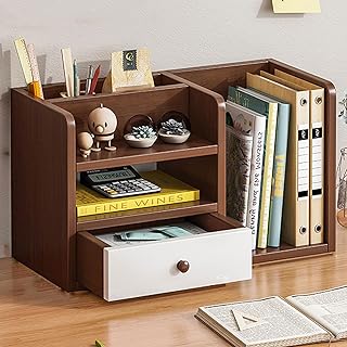 Estante para mesa, organizador de mesa com gaveta, organizadores de mesa de escritório e