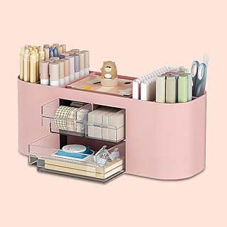Organizador de mesa com 7 compartimentos e 3 gavetas, organizador de maquiagem de plástico, suporte