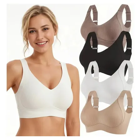 Kit 4 Sutiãs Sem Costura Feminino Confortável Diário Multicolored L