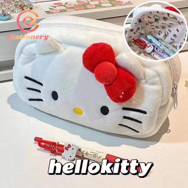 Sanrio Hello Kitty Estojo De Lápis De Desenho Animado Kulomi Melody Saco Pelúcia De Grande