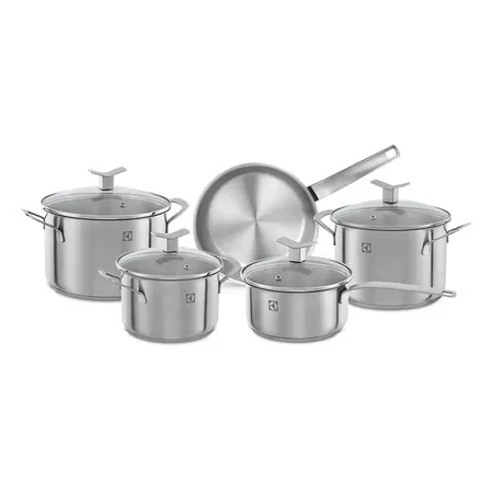 Jogo De Panelas Inox  Com Fundo Triplo 5 Peças Electrolux Aço Inoxidável
