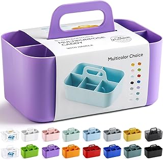 Organizador multiuso com alça, caixa de plástico empilhável – materiais de artesanato, escritório,