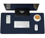 Mouse Pad Grande 90x40cm KingPad Couro Ecológico Azul Marinho – Desk Pad Antiderrapante para