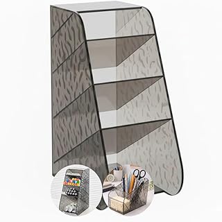 Organizador de Mesa 4 Divisórias - Porta Canetas e Lápis, Organizador de Escritório Compacto, Caixa