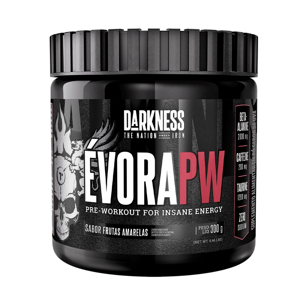 Evora Pré-Treino 300g Darkness - Suplemento com Cafeína e Balanço Energético para Máximo Desempenho