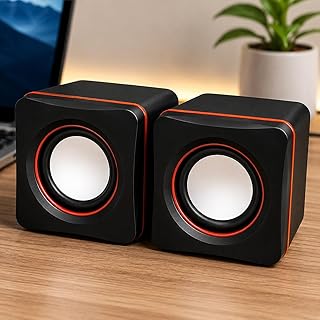 Caixa de Som Multimídia para Computador USB Estéreo Compacta com Áudio Potente, Design Moderno,