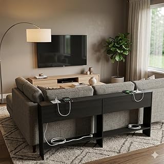 Mesa Console Tomadas Integradas, Madeira, Estilo Moderno, para Entrada e Sala de Estar