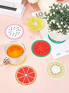 7 peças de porta-copos de frutas de silicone, tapetes de copo de cores mistas, tapetes de panela