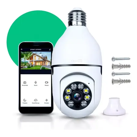 Câmera Lampada De Segurança Casenn Ip Wifi Com Visão Noturna Interna Externa App Yoosee Espiã 360º