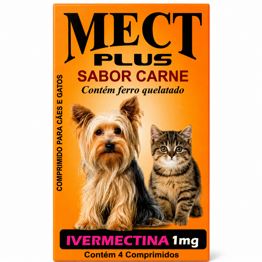 Remédio Antipulgas Carrapatos Vermes e Sarnas Mect Plus Para Cães e Gatos de 2,5Kg a 60Kg