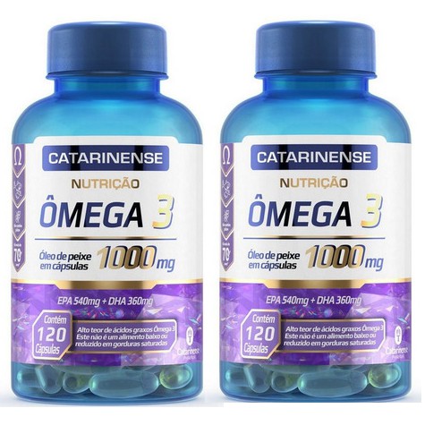 Kit 2x Ômega 3 1000mg - óleo de peixe catarinense 120 caps EPA 50mg + DHA 360mg 240 capsulas