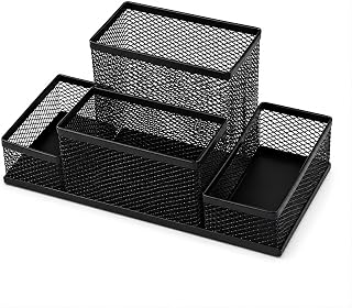 Porta-Canetas Organizador de Mesa Aramado Metal 4 Divisórias – Suporte Multifuncional para