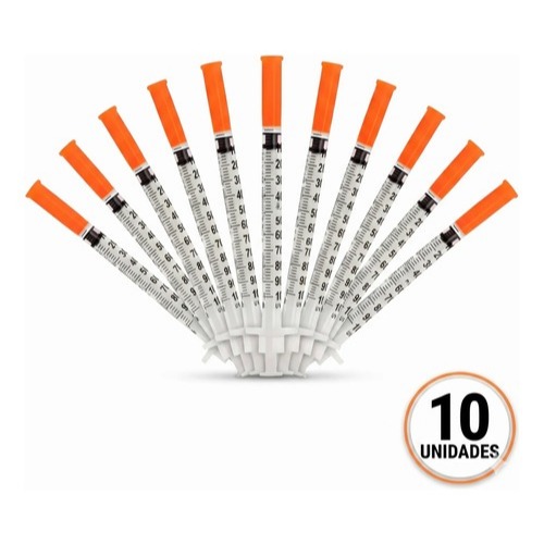 Seringa Insulina 1ml Agulha Ultra Fina 8x0,30 Kit 10un